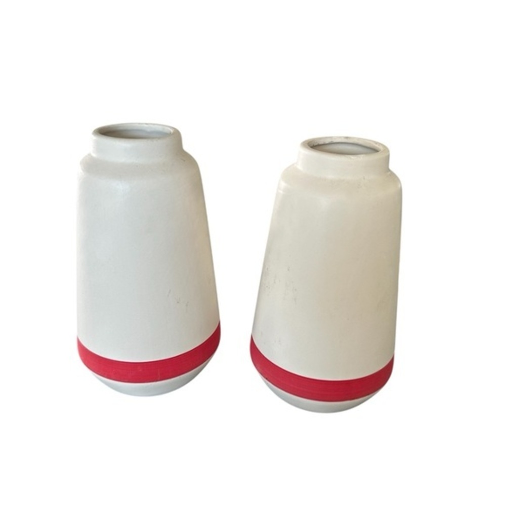Earthenware Cream and Red Vase